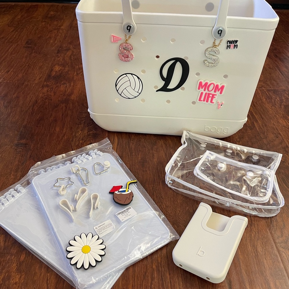 White Bogg Bag with Accessories